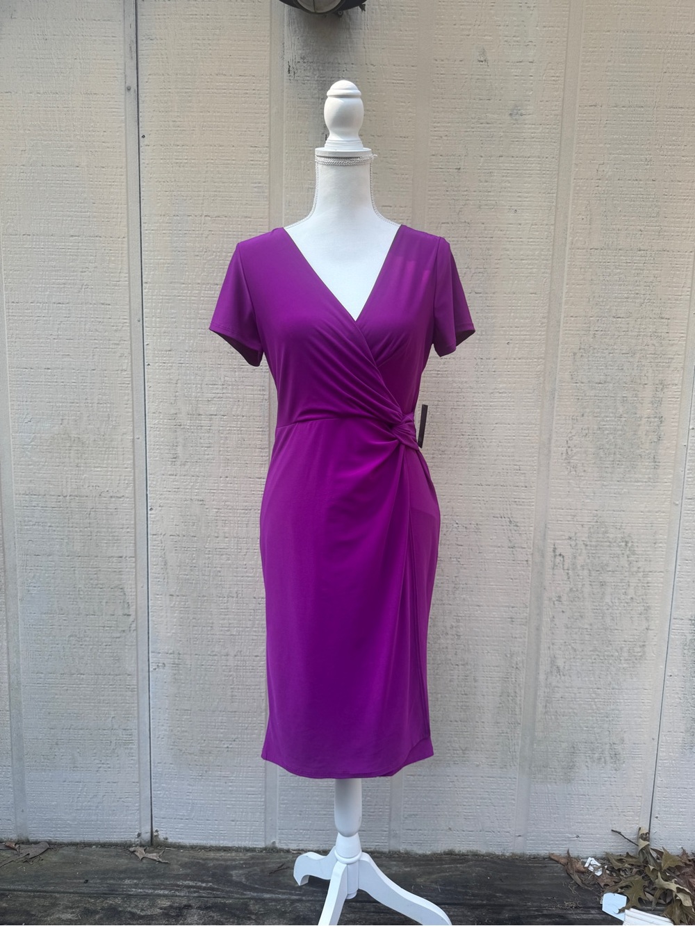 MARINA Fuchsia Wrap-Style Midi Dress